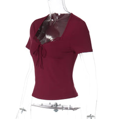 Lace Trim Short Sleeve Top