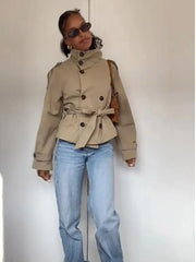 Stand Collar Short Trench Jacket