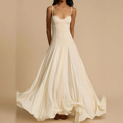 White Strap Solid Maxi Dress