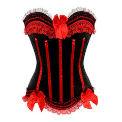 Satin Bow Lace Strapless Corset Top