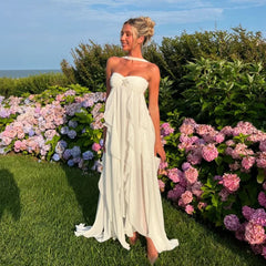 Ruffles Scarf Collar Long Dress