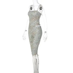 Dalmatian Print Spaghetti Strap Tank Top And Ruched Cropped Pants Set