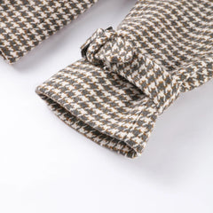 Checkered Button Double Breasted Long Sleeve Coat