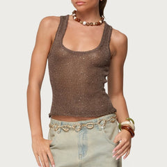 Sequin Sheer Knit Tank Top