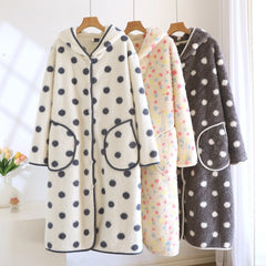 Polka Dot Plush Bathrode Nightgown