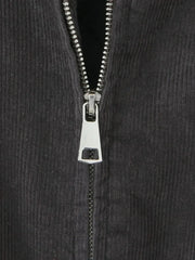 Grey Zipper Coudroy Jacket