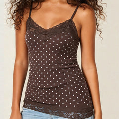 Stripe Lace Trim Cami Top