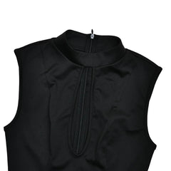 High Neck Cut Out Mesh Slit Maxi Dress