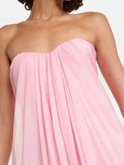Pink Strapless Draped Maxi Dress