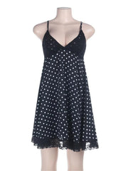 Black Polka Dot A-line Strappy Mini Dress
