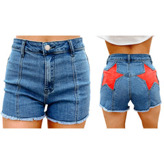 Star Pattern Back Denim Short