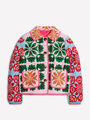 Printed Padded Lapel Pockets Coat