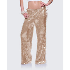 Glitter Embroidery Loose Fit Long Pants