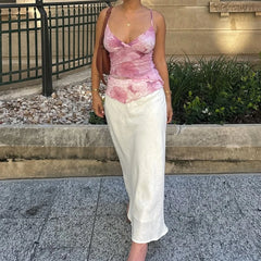 Tie Dye Print V Neck Crop Top