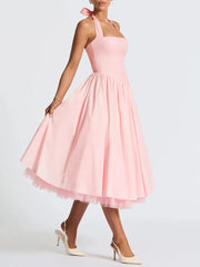 Halter Tulle Flare Maxi Dress