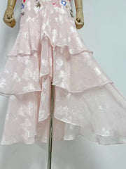 Floral Printed Ruffle Strappy Midi Dress