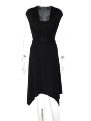 Buckle Wrapped Short Sleeve Midi Dress