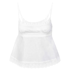 White Ruffle Trim Cami Babydoll Top