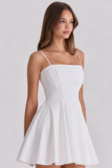 Spaghetti Strap Pleated Hem Mini A-line Dress