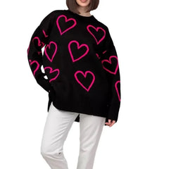 Love Jacquard Round Neck Sweater