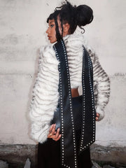 Faux Furry Metal Buckle Cropped Jacket