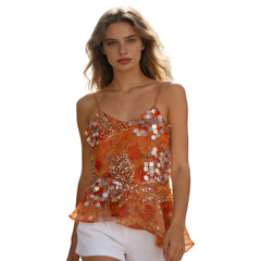 Sequin Peplum Cami Top