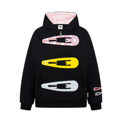 Large Hairclip Zipper Hoddie