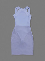 Purple Bandage Bodysuit Patchwork Backless Mini Dress