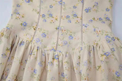 Floral Print Square Neck Strap Long Dress
