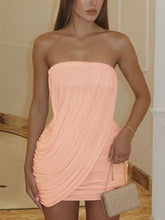 Strapless Folds Drape Mini Dress