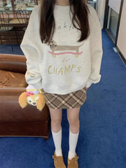 Cartoon Puppy Breakfast Printed Sweatshirt