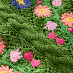 Green Floral Embroidered Sweater Vest