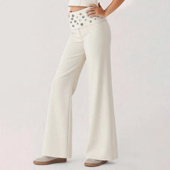 Rhinestone Waist Wide Leg Pants