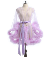 Short Feather Robe Dressing Gown