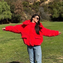 Hooded Padded Stand Collar Coat