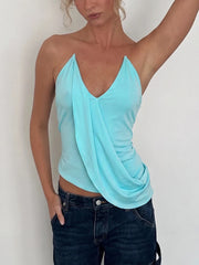 Asymmetrical Hem Transparent Strap Tank Top