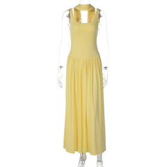 Tank Pleated Hem Maxi Dress With Scarf