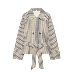 Plaid Short Tie Up Trench Coat