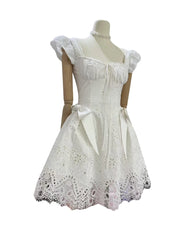 White Corset Bodice Ruffled Mini Dress