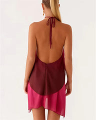 Gradient Halter Frill Mini Dress
