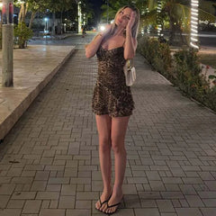 Leopard Print Chiffon Mini Dress