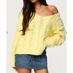Cable Knit Off Shoulder Sweater