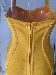 Orange Bandage Halter Midi Dress