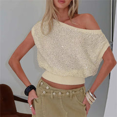 Sequin Knit Off The Shoulder Top