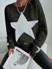 Star Pattern O-Neck Sweater Pullover