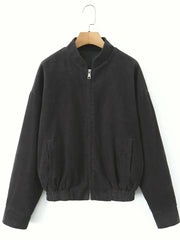 Grey Zipper Coudroy Jacket