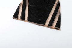 See Through Patchwork Low Neck Sleeveless Mini Dress