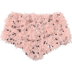 Pink Ruched Halter Open Back Top And Fur Sequin Shorts Set