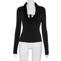 Fur Patchwork Long Sleeve Top