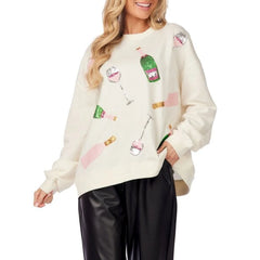 Christmas Glitter Wine Glasses Sweatshirt